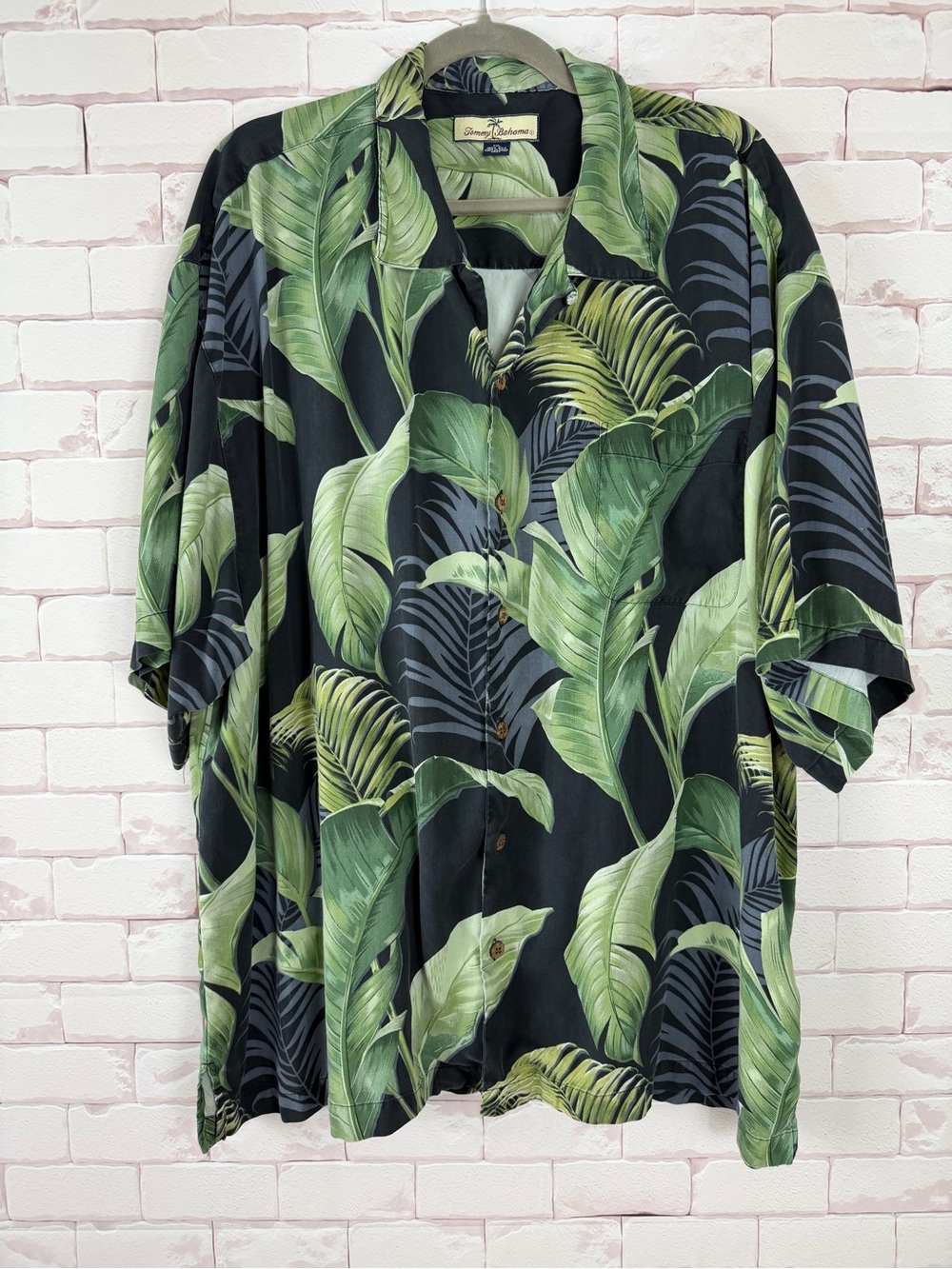 Tommy Bahama Green and Black Tropical Silk Shirt